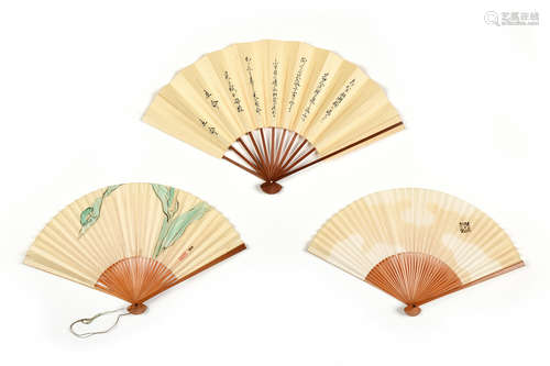 THREE JAPANESE FOLDING FANS