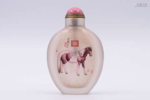 INSIDE PAINTED 'HORSE' SNUFF BOTTLE