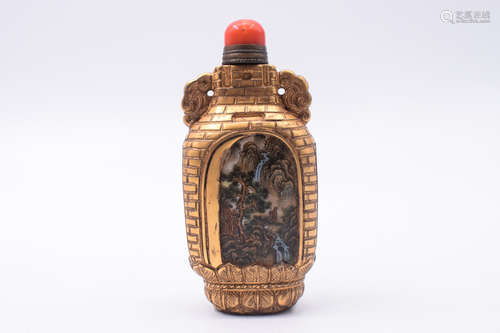 GLASS 'LANDSCAPE SCENERY' SNUFF BOTTLE