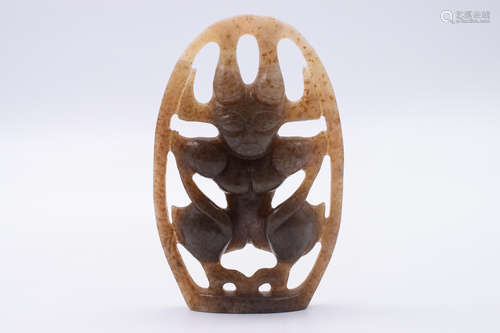 JADE CARVED 'SUN GOD' ORNAMENT