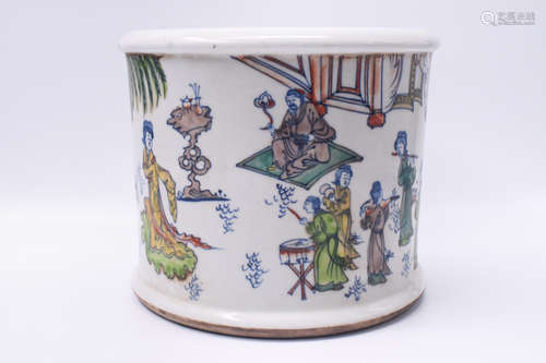 FAMILLE ROSE 'PEOPLE' BRUSH POT