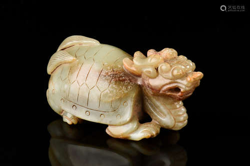 JADE CARVED 'DRAGON TURTLE' ORNAMENT