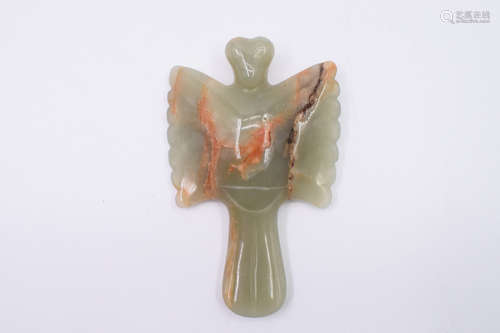 CELADON JADE CARVED 'BIRD' ORNAMENT