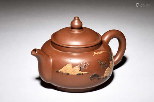 YIXING ZISHA PAINTED TEAPOT