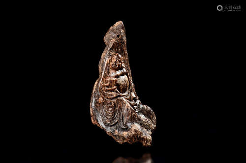 AGARWOOD CARVED MAITREYA MILEFO ORNAMENT