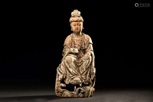 BAMBOO CARVED 'GUANYIN' FIGURE