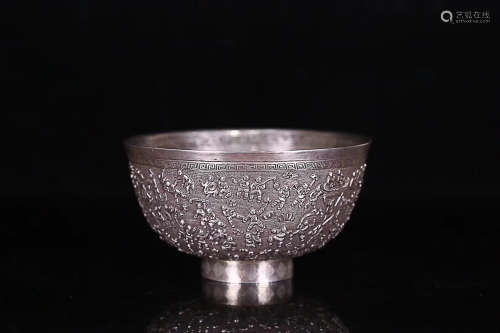 A QING DYNASTY OLD SILVER BOWL