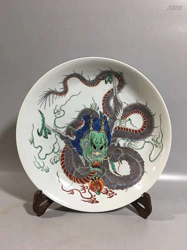 A COLORFUL DRAGON PATTERN PLATE