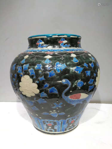 A PHOENIX&PEONY PATTERN FAHUA COLOUR JAR