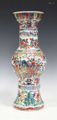 A Japanese Arita Ming style porcelain vase, Edo period, painted in Chinese wucai style with dragons,
