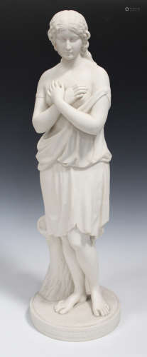 A large Copeland Parian figure of Penelophon The Beggar Maid, circa 1870, modelled standing before a