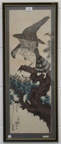 Utagawa Kuniyoshi (1797-1861) - a Japanese polychrome woodblock print depicting an eagle perched