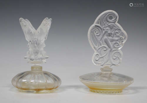 A Lalique frosted and clear glass 'Les Fées' perfume bottle and stopper, circa 2006, the stopper