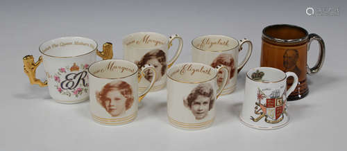 Four Crown Ducal Royal commemorative cups, circa 1926-30, commemorating the births of Princess