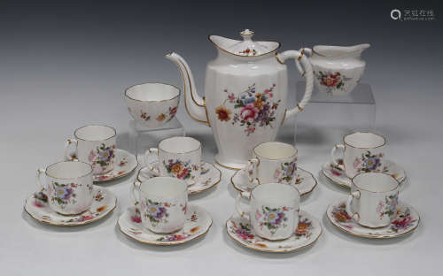 A Royal Crown Derby bone china 'Derby Posies' pattern part coffee service, mid/late 20th century,
