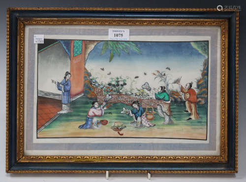 A pair of Chinese Canton export watercolours on rice paper, mid/late 19th century, each depicting