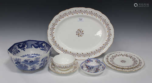A Coalport bone china 'Minerva' pattern part dinner service, comprising three graduated platters,
