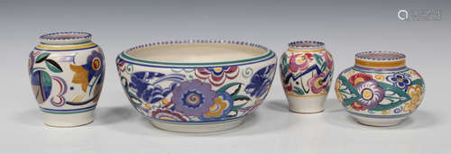 A Poole pottery bowl, circa 1927-45, designed by Truda Adams, painted by Hilda Hampton, decorated