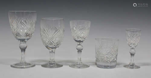 A Thomas Webb part suite of cut glassware, comprising six large wine, six small wine, six sherry,