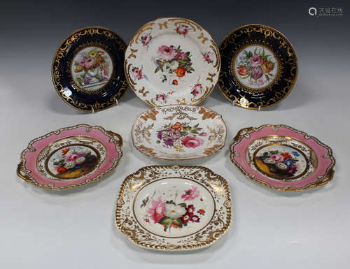 An English porcelain cabinet plate, early 19th century, probably Coalport, centrally decorated