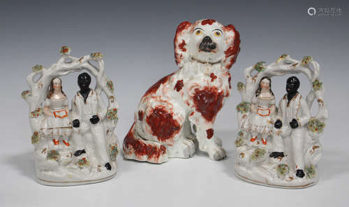 Two Staffordshire Parr factory style pottery figure groups of Uncle Tom and Eva, mid/late 19th