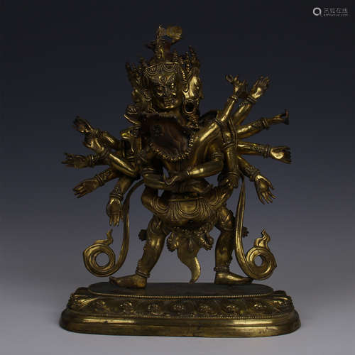 TIBETAN GILT BRONZE STANDING BUDDHA