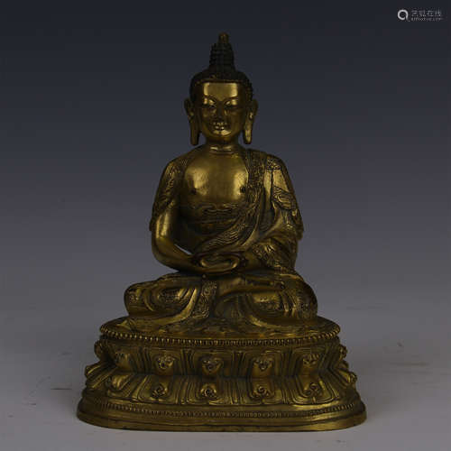 CHINESE GILT BRONZE SEATED SAKAYMUNI BUDDHA