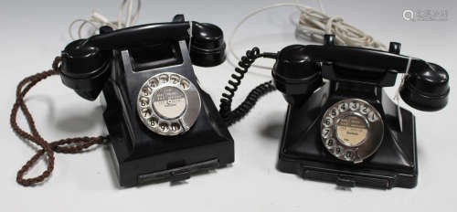 A mid-20th century 200 series black Bakelite telephone, the base marked '1/232F. TE48/2', the