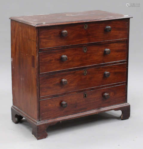 A George IV mahogany chest of four long drawers, on bracket feet, height 92cm, width 92cm, depth
