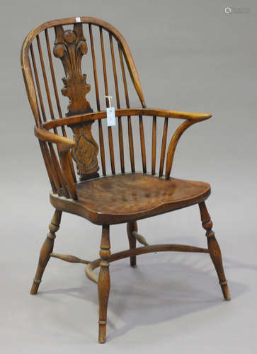 A 20th century ash and elm Windsor armchair, made to commemorate the royal wedding of Prince Charles