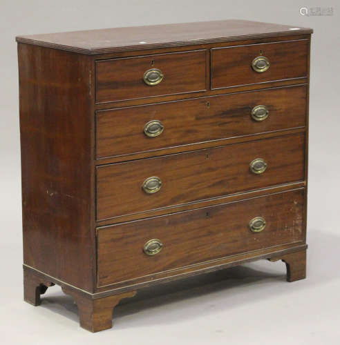 A George III mahogany chest of two short and three long drawers, on bracket feet, height 103cm,