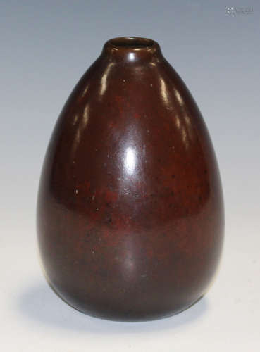 Hugo Elmquist - an early 20th century Swedish brown patinated cast bronze vase of ovoid form with