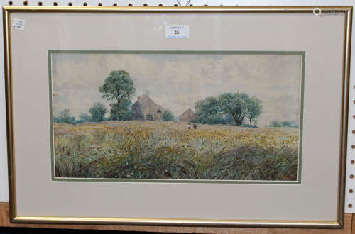 Walter Fryer Stocks - 'Where Cornfields for the Reaper wait', 19th century watercolour, signed