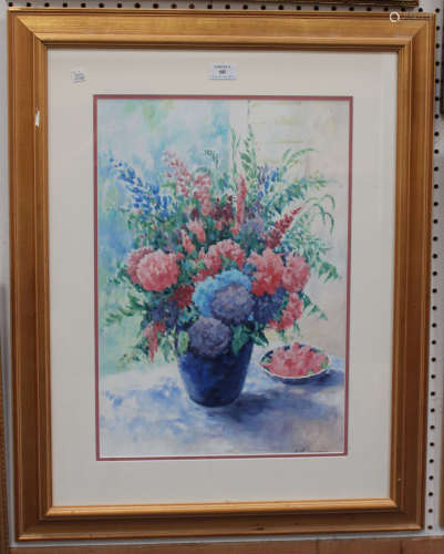 Paul Simmons - Still Life of Flowers, watercolour, signed, 51cm x 35cm, within a gilt frame.Buyer’