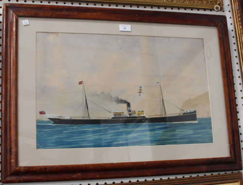 British School - Pierhead Portrait of the Trevilley Steamship, early 20th century watercolour with
