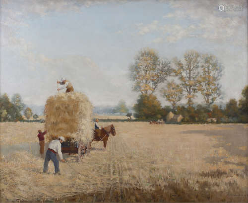 C. Chichester - Haymaking Scene, oil on canvas, signed and dated 1902, 62cm x 75.5cm, within a swept