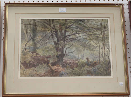 Arthur H. Miles - 'Spring in Gwaelod-Y-Garth Woods', watercolour, signed and dated 1974 recto,