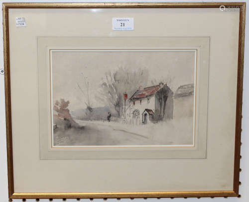 Owen Frederick Morgan - 'Country Pub, Sussex', 20th century watercolour, signed recto, titled to
