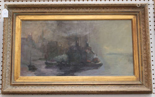 Follower of Charles Dixon - Maritime Scene with Steamships, early 20th century oil on canvas laid on