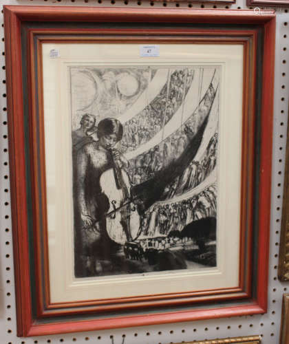 Louis Thomson - 'Requiem', 20th century lithograph, signed and titled in pencil, 41cm x 29.5cm,