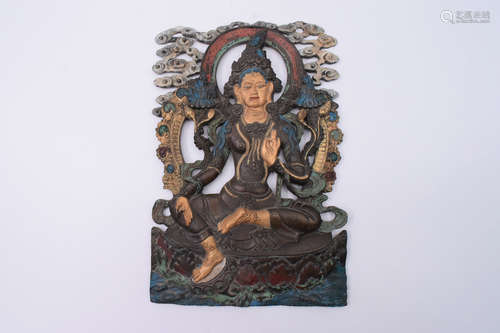 BRONZE CAST 'GREEN TARA' WALL PLAQUE