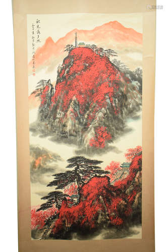 WEI ZIXI: INK AND COLOR ON PAPER PAINTING 'LANDSCAPE SCENERY'