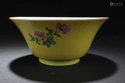Antique Chinese Famille Jaune Porcelain Bowl