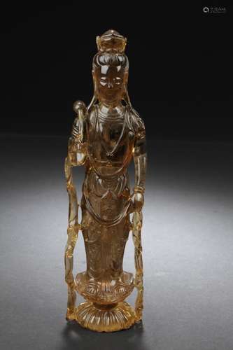 Antique Chinese Crystal Guanyin Statue