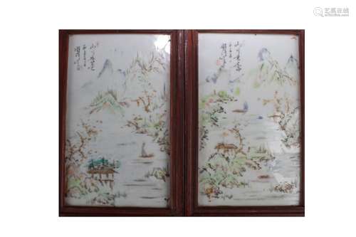 A Pair of Antique Chinese Framed Porcelain Painting