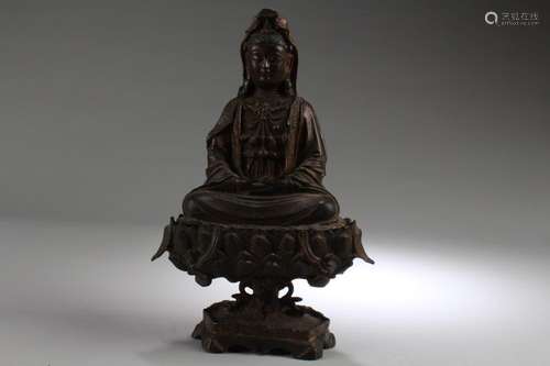 Chinese Gilt Bronze Guanyin Statue