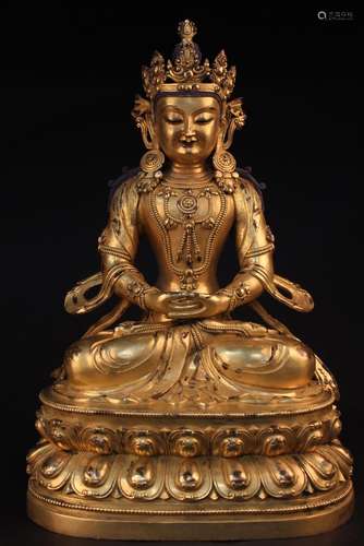 Chinese Gilt Bronze Bodhisattva Statue