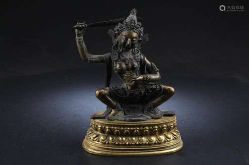 GILT BRONZE BODHISATTVA FIGURE