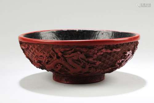 Chinese Cinnabar Lacquered Round Bowl