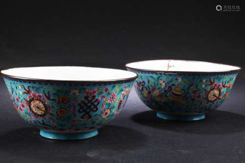 Pair of Chinese Cloisonne Bowls